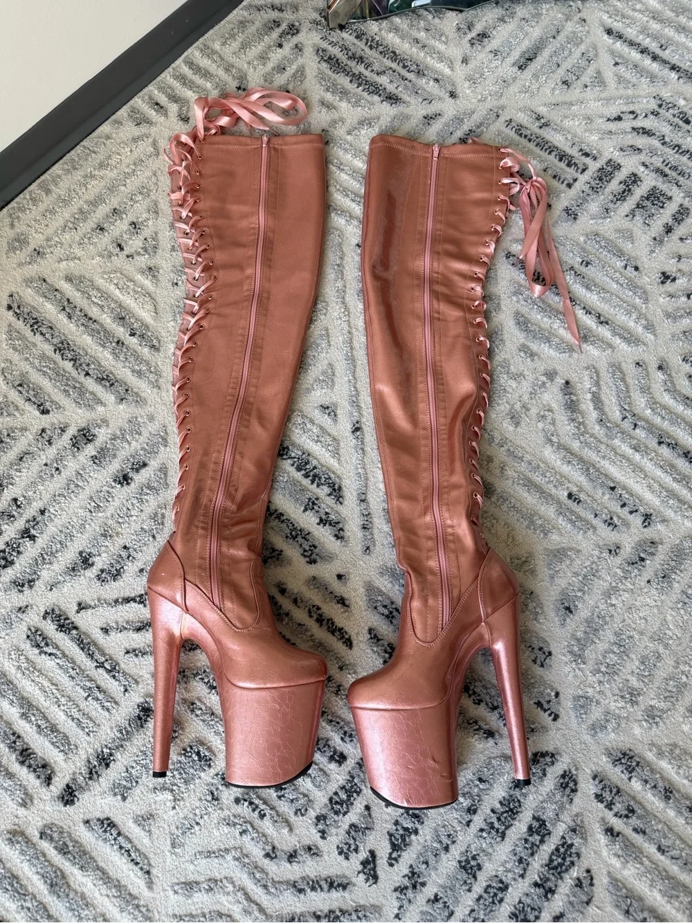 Hella Heels Limited Edition Heartbreaker Valentine’s Day Rose Gold Thigh High